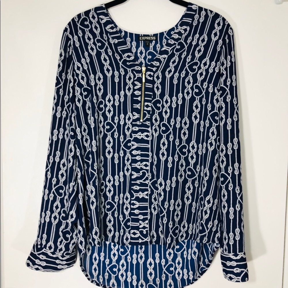 Express Popover Zipper Blouse Knot Design
